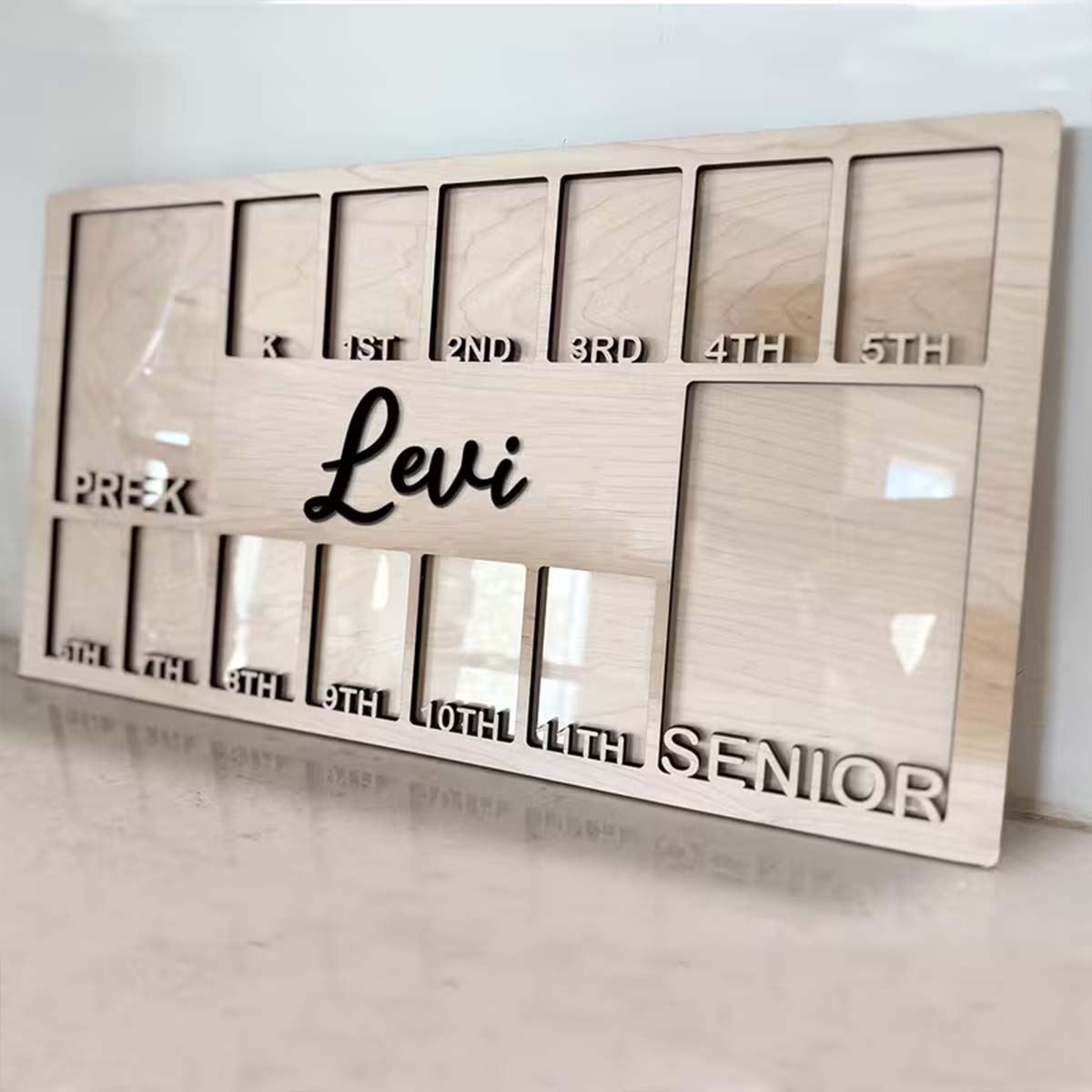 Industrial Laser Power - Cadre photo personnalisé en bois, plaque