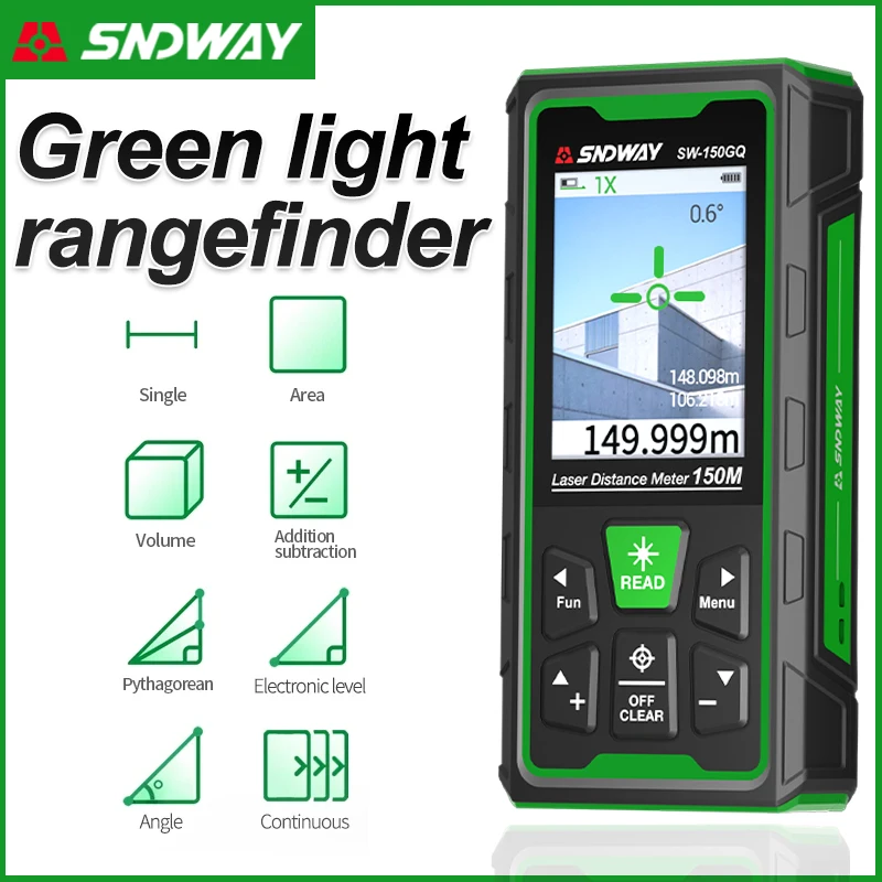 Industrial Laser Rangefinder - Télémètre laser vert numérique 150m 100m