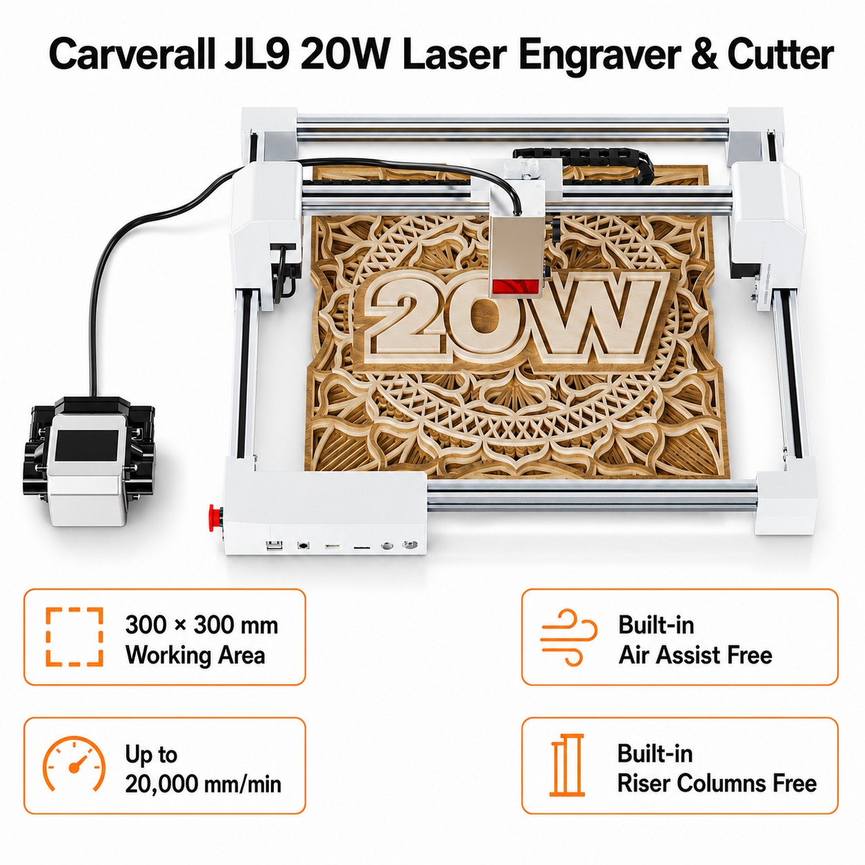 Industrial Acrylic Laser Cutter - Carverall JL9 20W Graveur et Découpeur